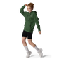 Girl wearing forest green SNAPSLATT EMBROIDERED HOODIE